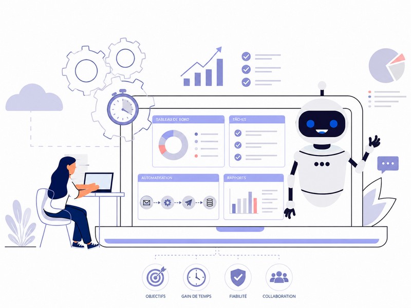Illustration de l'automatisation des démarches FORPREV : tableau de bord, tâches, rapports et robot d'automatisation